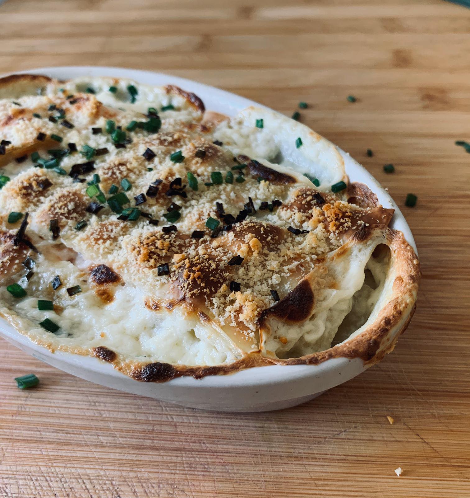 Recette le gratin de ravioles au saumon de Comme à la Maison