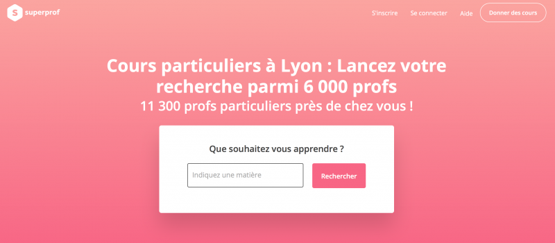 Page d'accueil SuperProf Lyon