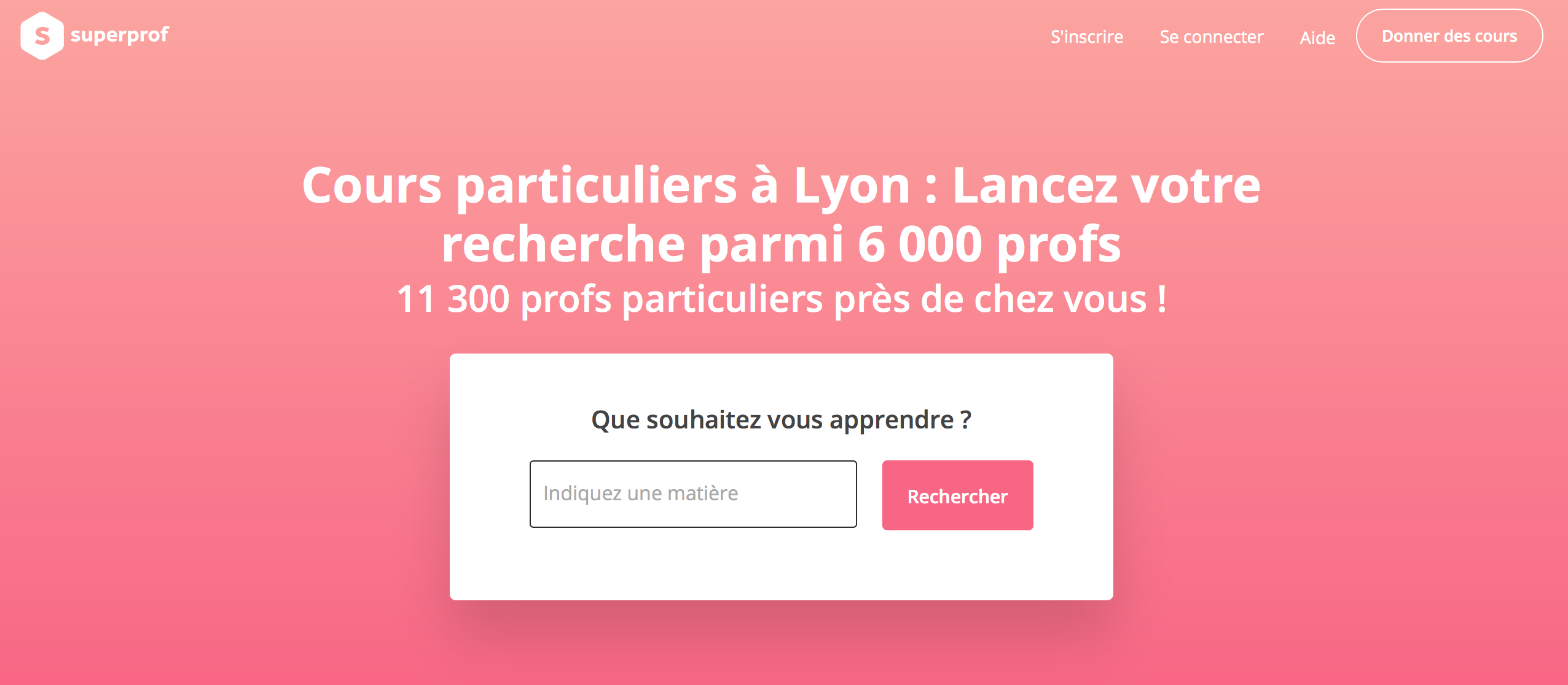 Page d'accueil SuperProf Lyon