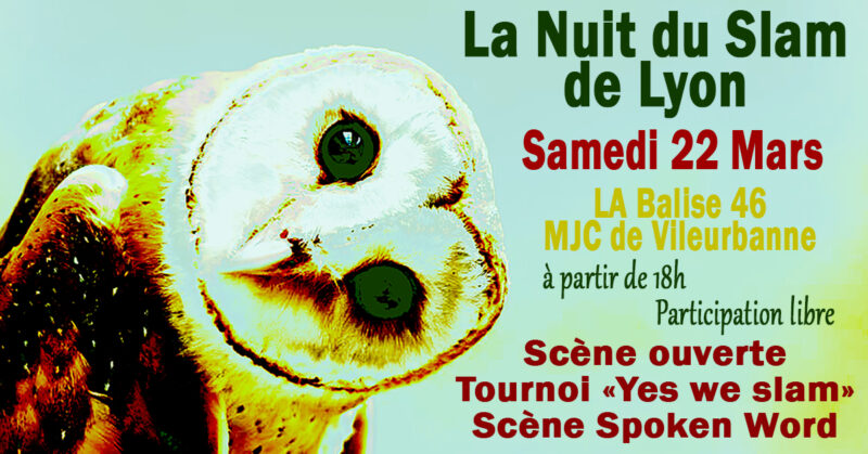 La Nuit du Slam à la MJC Villeurbanne, dès 18h, plongez dnas l'univers du spoken word le samedi 22 mars 2025