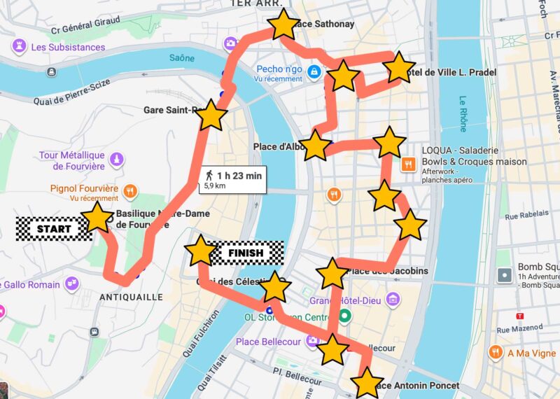 Circuit Fête des Lumières 2025 à Lyon - Parcours optimisé Circuit Fête des Lumières 2025 à Lyon - Parcours optimisé