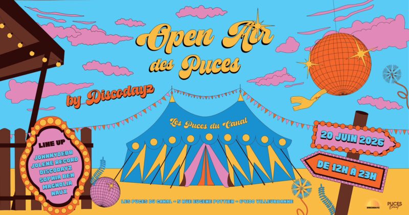 7 Opens Airs à ne pas manquer à Lyon en Juin 2026 Banniere FB Open Air des Puces CHLOE LEGEAUD 1 acgslw