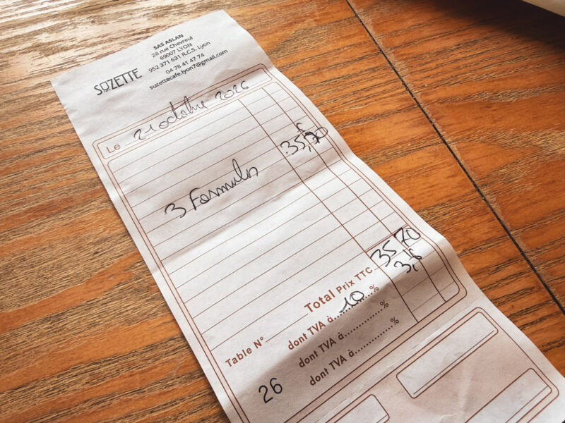 note de restaurant