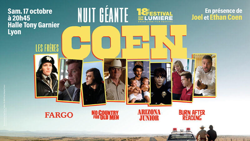 Affiche de la Nuit Géante consacrée aux frères Coen au Festival Lumière